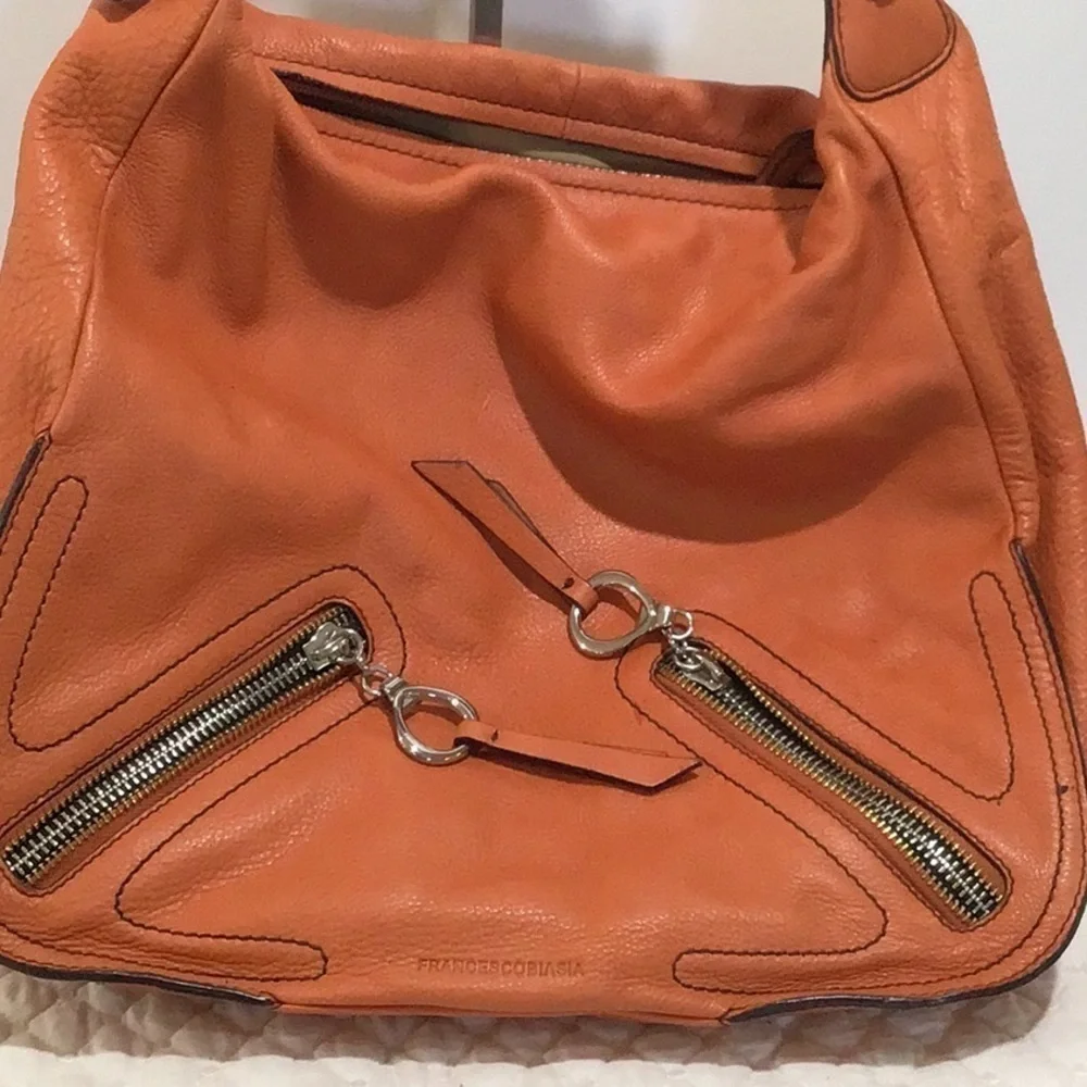 Francisco Biasia Leather shoulder bag gold accessories orange